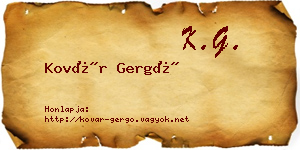 Kovár Gergő névjegykártya
